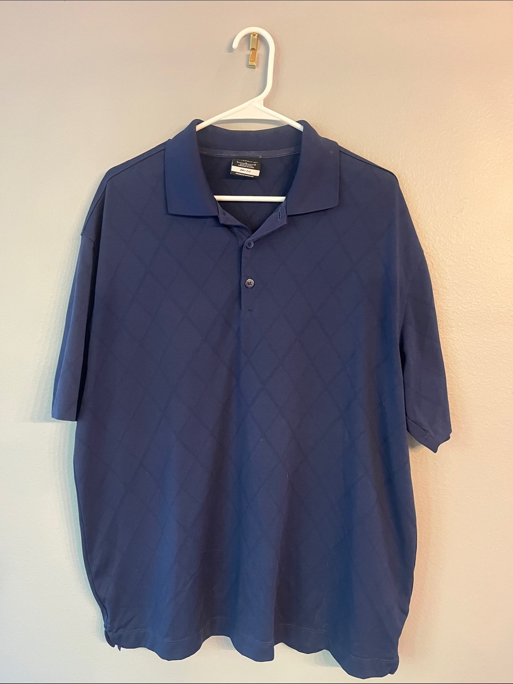Nike Men's Navy Diamond-Jacquard Polo